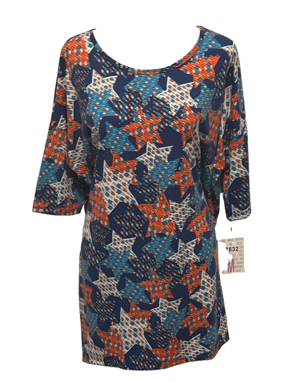 NWT LuLaRoe Irma Medium Top Vibrant Americana Star & Popsicles Print Size 12-14